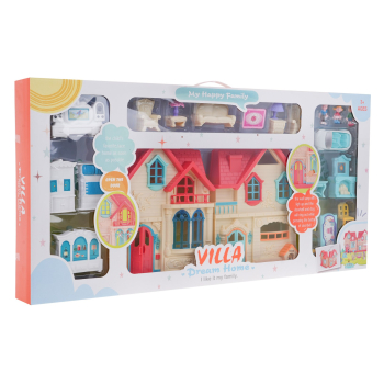 Rozkładana Willa z 3 figurkami dla dzieci 3+ Akcesoria + Dźwięki + Światła + Meble + Naklejki